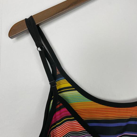 Athleta | Havana Bold Multi Color Striped Cross V-Back Midi Dress with Pockets - Picture 6 of 12